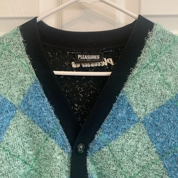 Pleasures Rev Cardigan aqua men’s medium - Picture 2 of 6